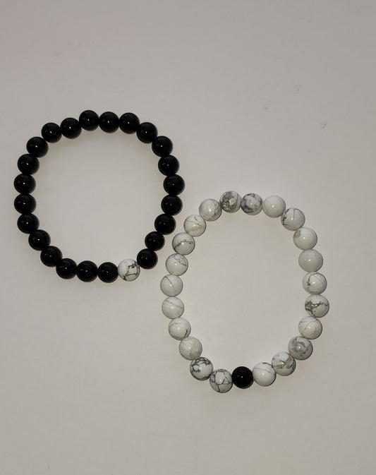 Black and white Couple Beaded Bracelets