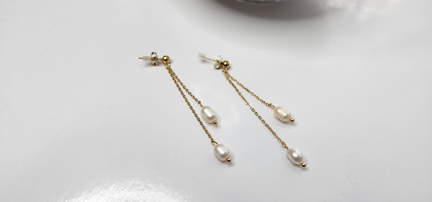 Freshwater Pearls on Dangle Earrings