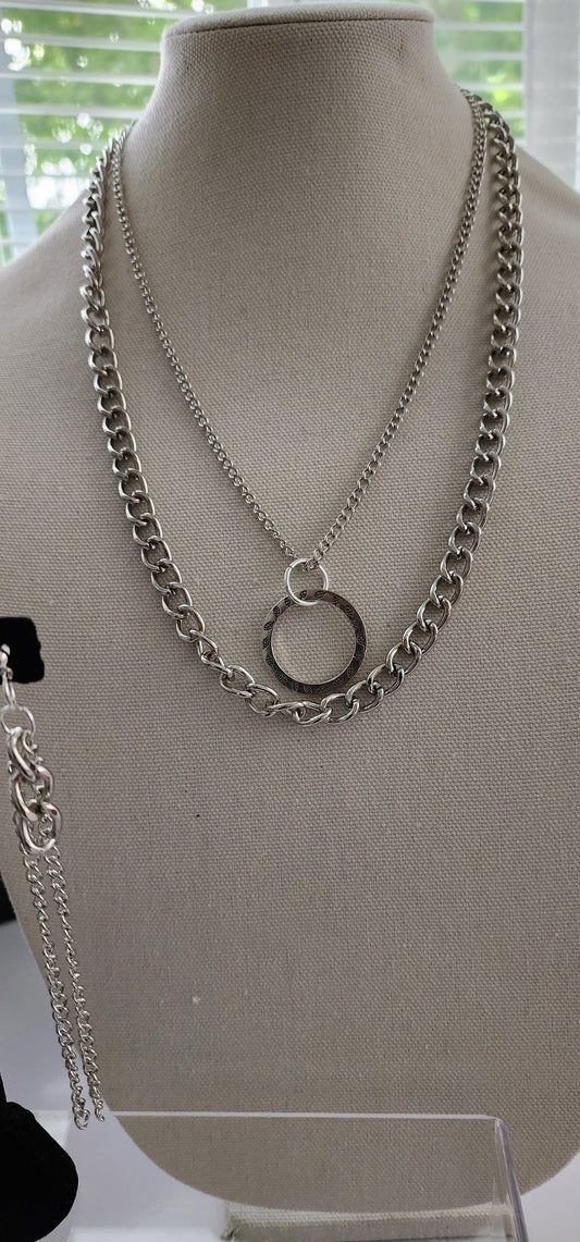 Double Chain Open Circle Necklace