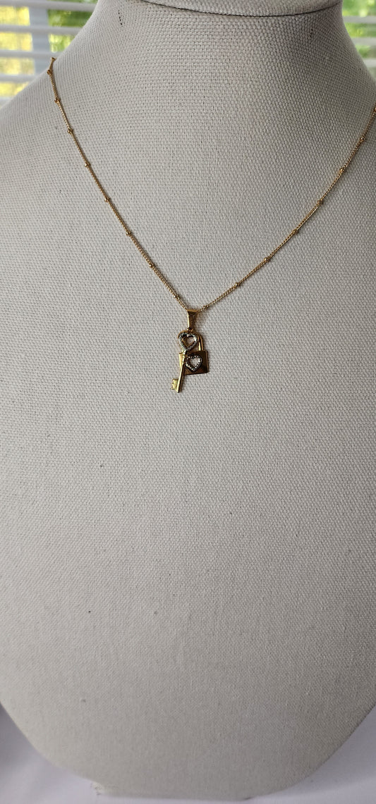 Heart Lock & Key Pendant Necklace