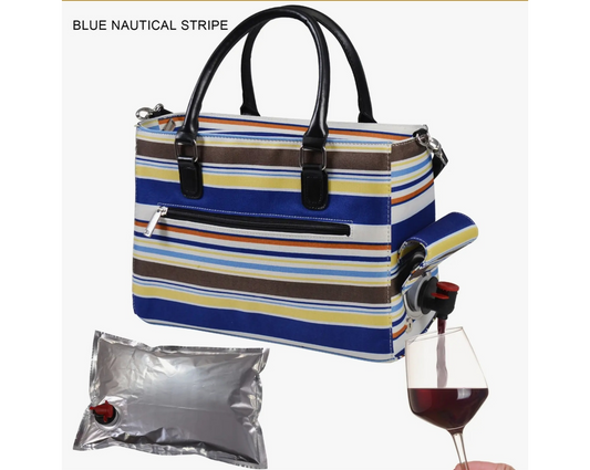 Blue Nautical stripe Wine & Beverage Purse