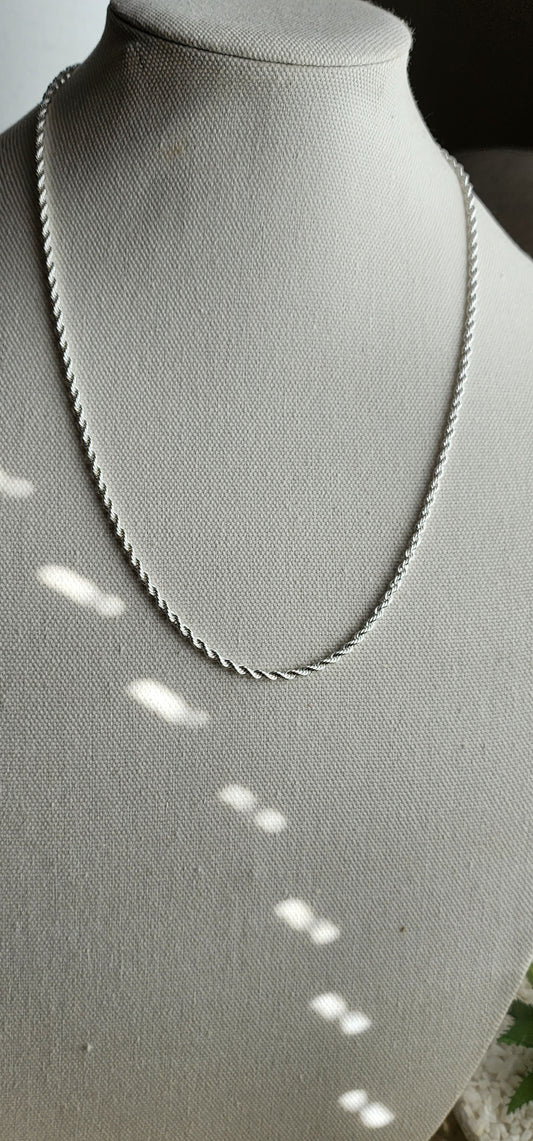 18K White Gold Plated Rope Chain