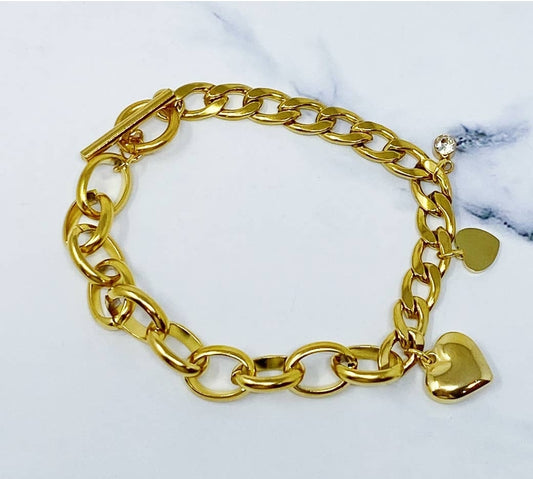 Duo Chain Charm and Heart Bracelet