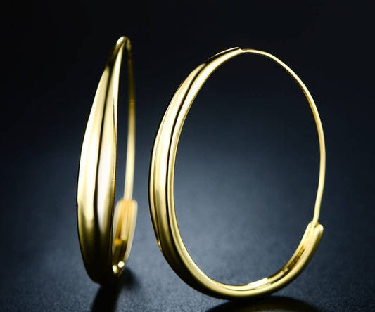 18k Gold Plated Timelessly Sleek Hoop Earrings